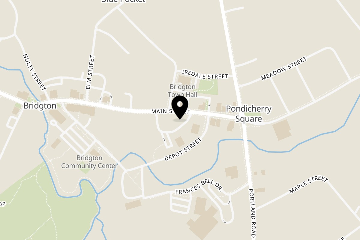 Map showing the location of The Last Chair on 233 Main Street in Bridgton